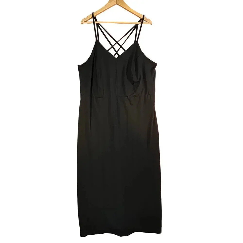 Market‎ & Spruce Women’s Black Alisha Soft Jersey Strappy Long Maxi Dress 2X
